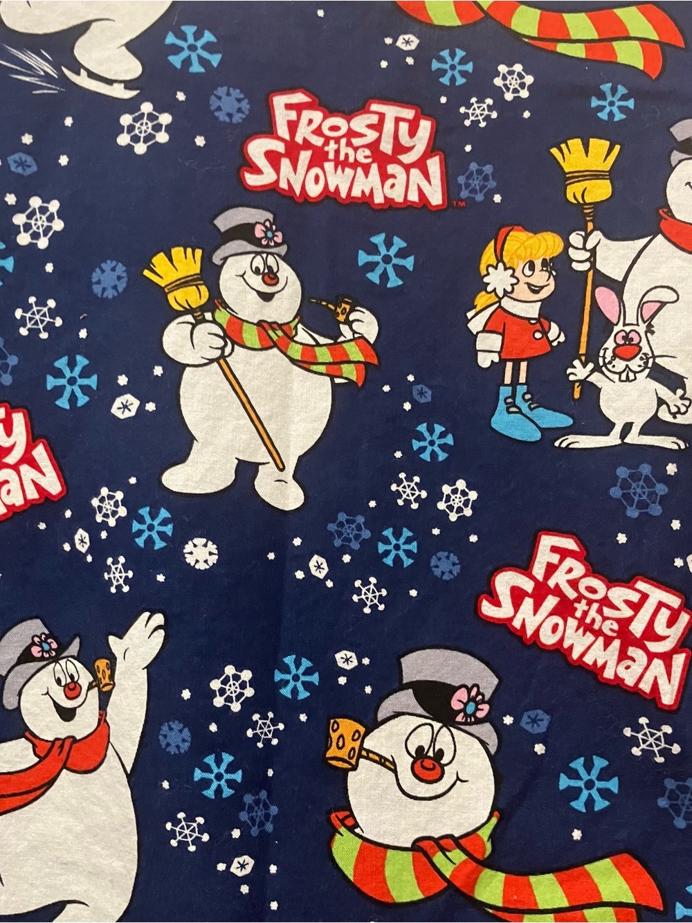 Frosty the Snowman V-Neck Medical Scrub Top Size M Navy Blue Christmas Holiday - Picture 15 of 16